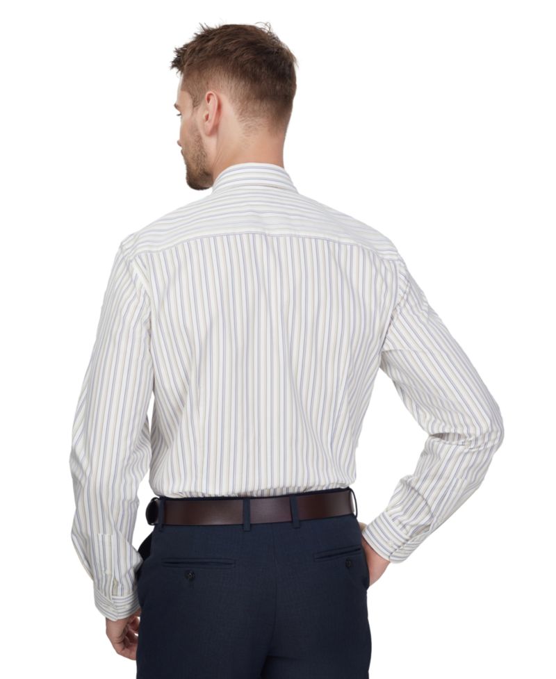 Men's Harvest Stripe Slim-Fit Stretch Spread Collar Dress Shirt