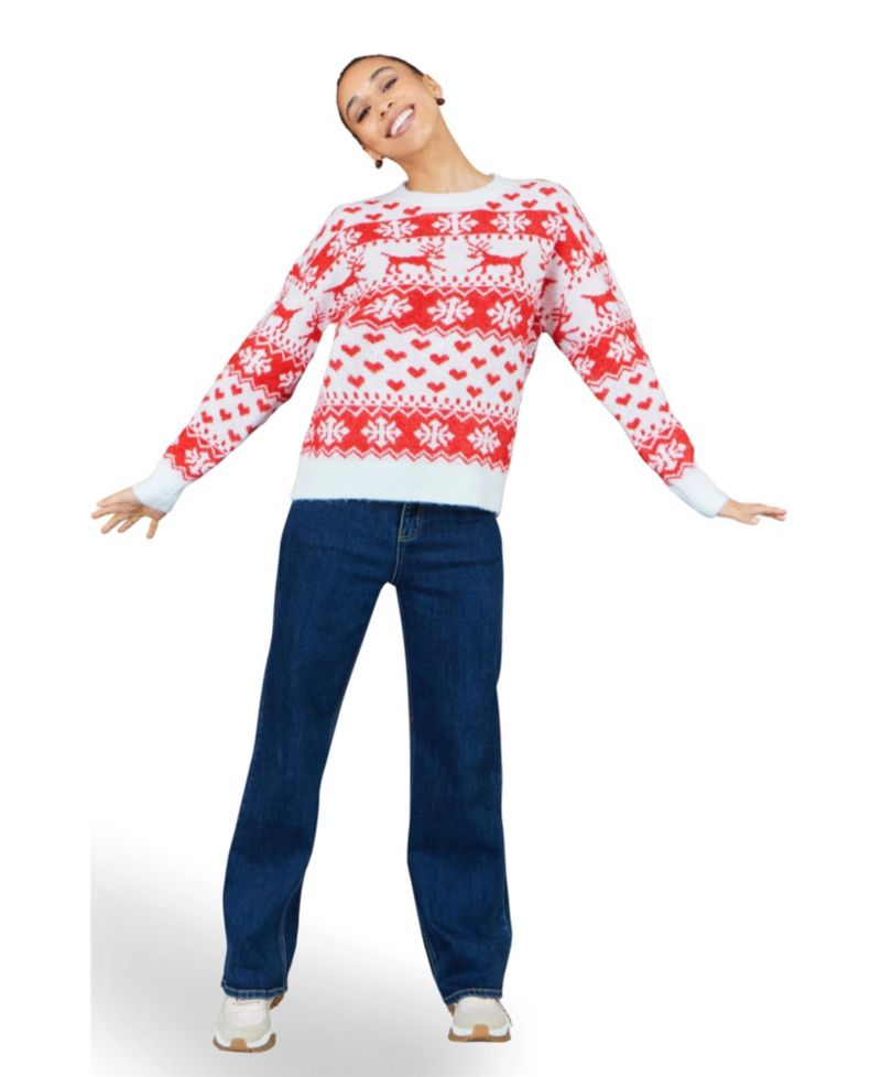 Women's Heart Fair Isle Christmas Crewneck Jumper