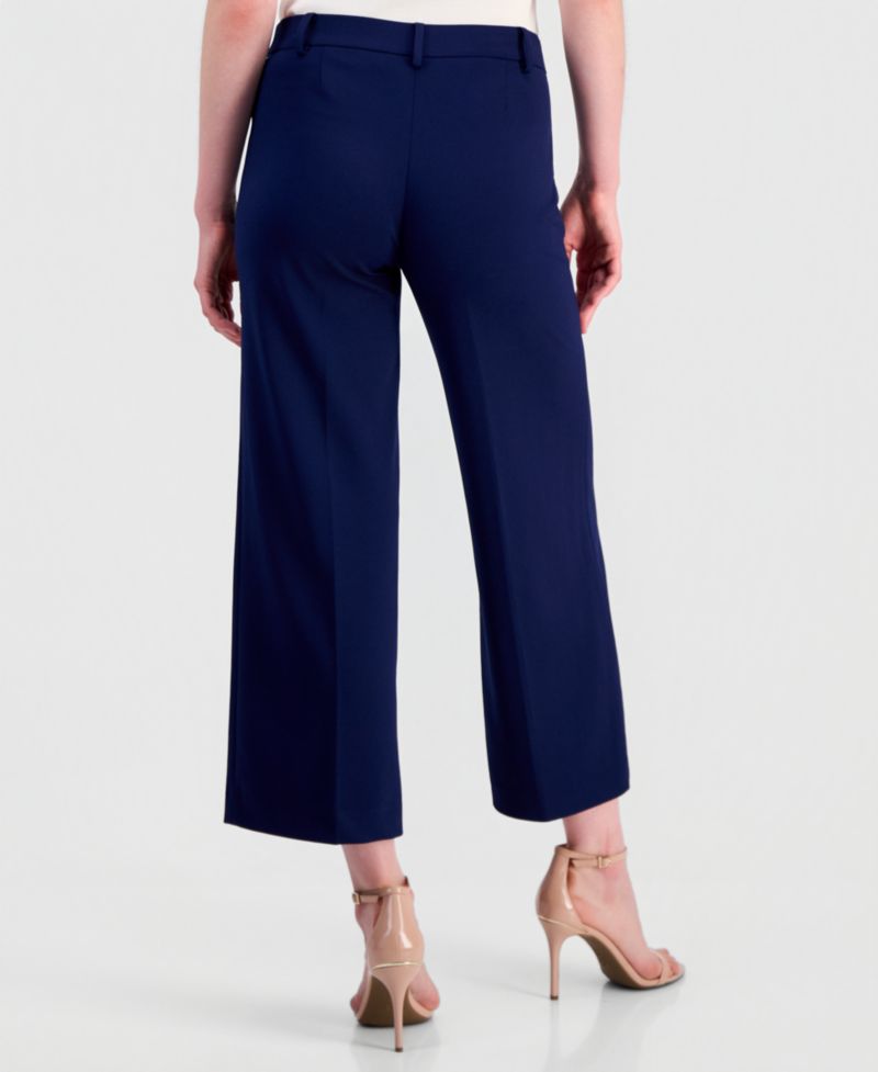 Women's Stretch Crepe Wide-Leg Cropped Pull-On Pants