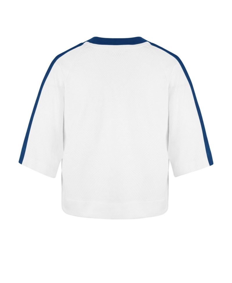 Women's '47 White Buffalo Bills Big Overarch Drop Needle Raglan V-Neck T-Shirt