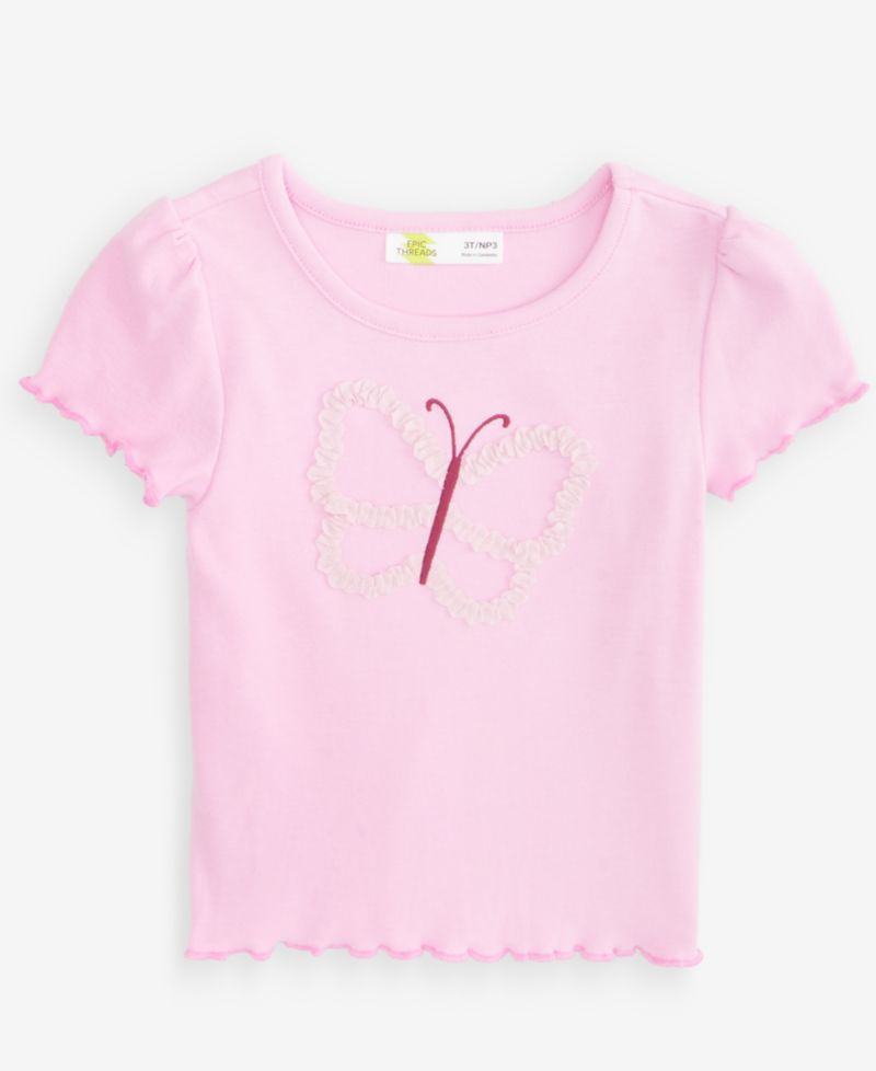 Toddler Girls' 12M-5T Butterfly Elevated Ribbed T-Shirt