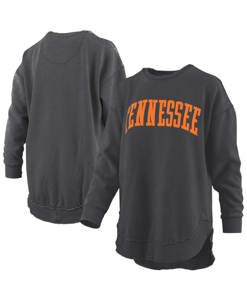 Women's Black Tennessee Volunteers M&eacute;lange Poncho Vintage Fleece Long Sleeve Pullover Sweatshirt
