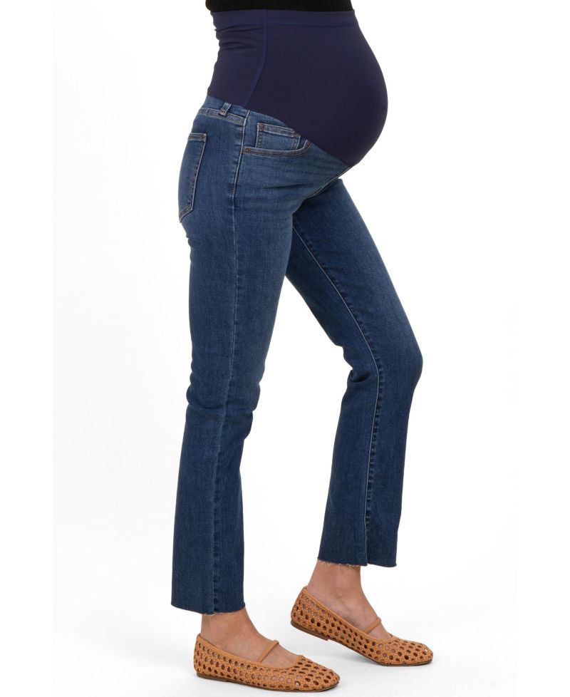 Women's Dark Blue Slim Fit Raw Hem Jeans