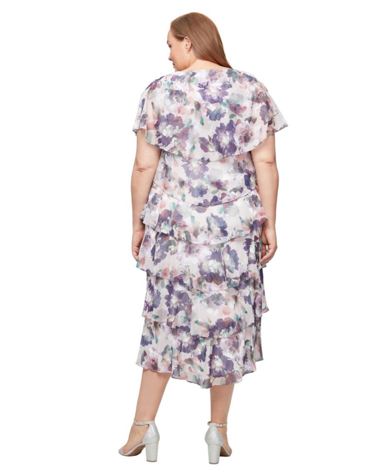 Plus Size Embellished Tiered Midi Dress