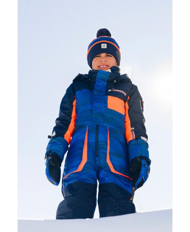 Big Boys (6-14) One Piece Play Snowsuit Blue with Stripes