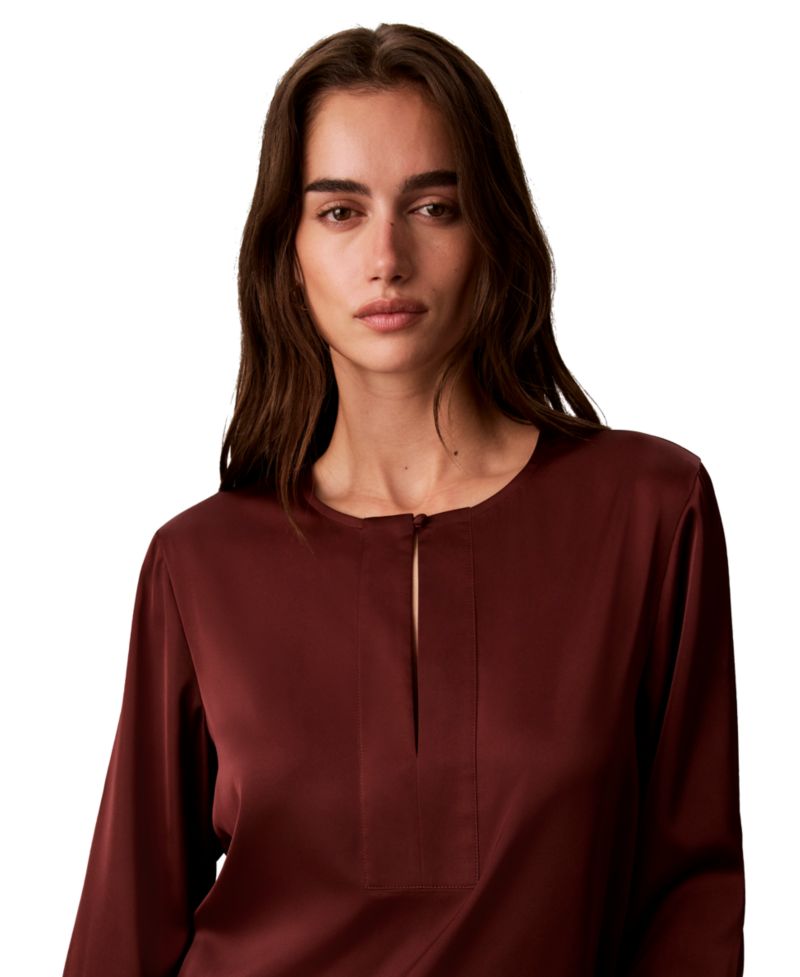 Women's Matte Satin Long-Sleeve Blouse