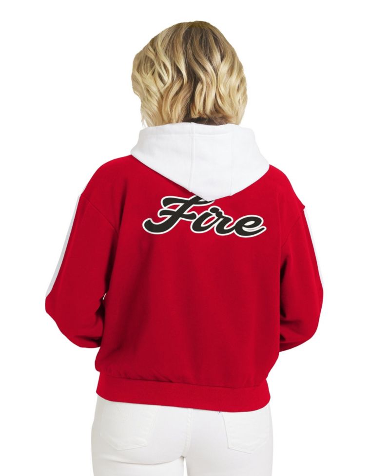 Women's Red/White Portland Fire Color Blocked Full-Zip Hoodie