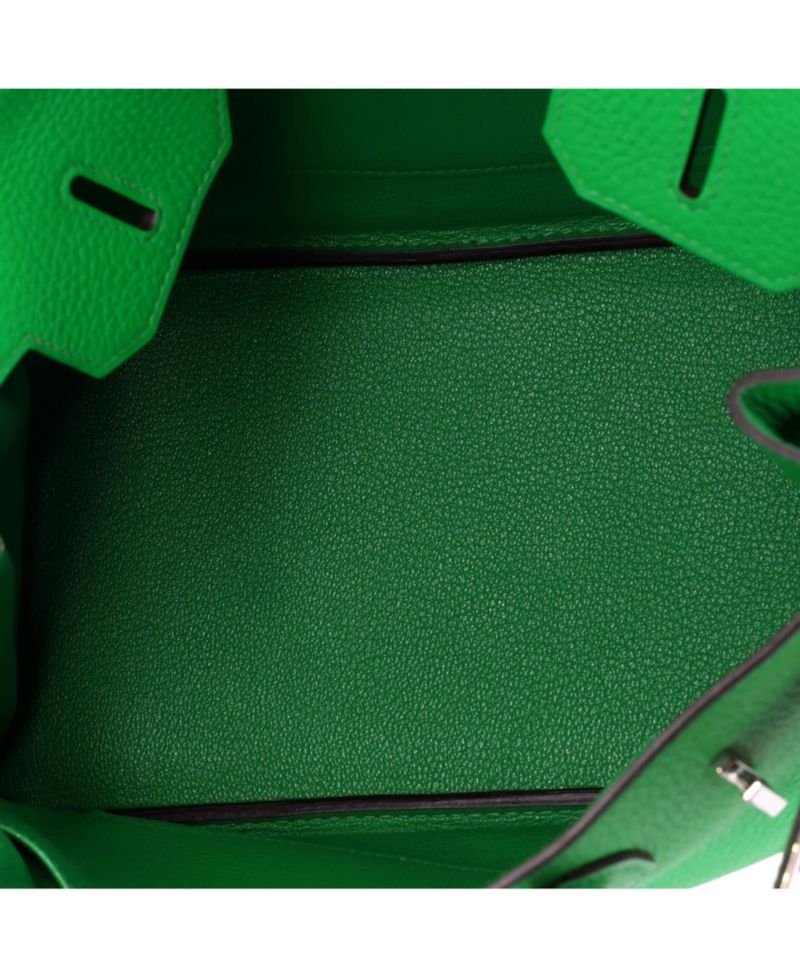 Pre-Owned Hermes Birkin 30 Handbag Green Clemence with Palladium Hardware