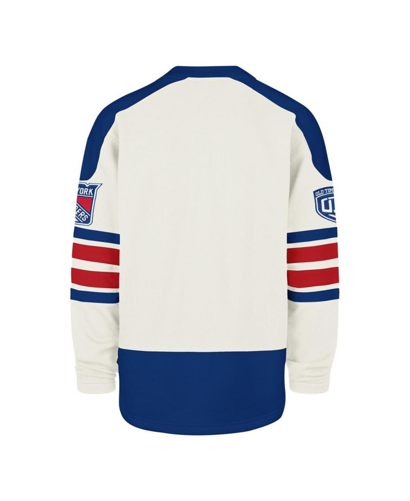 Men's Cream New York Rangers Pond Hockey Trio Eternal Lacer Sweatshirt