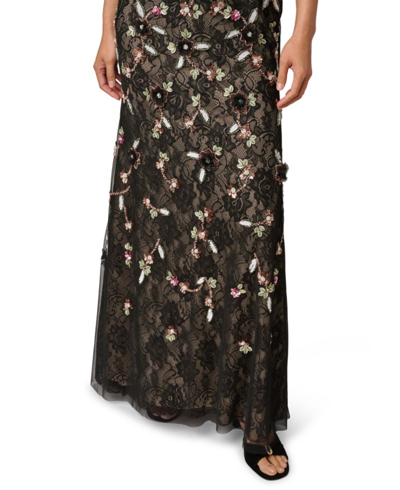 Women's Beaded V-Neck Ball Gown