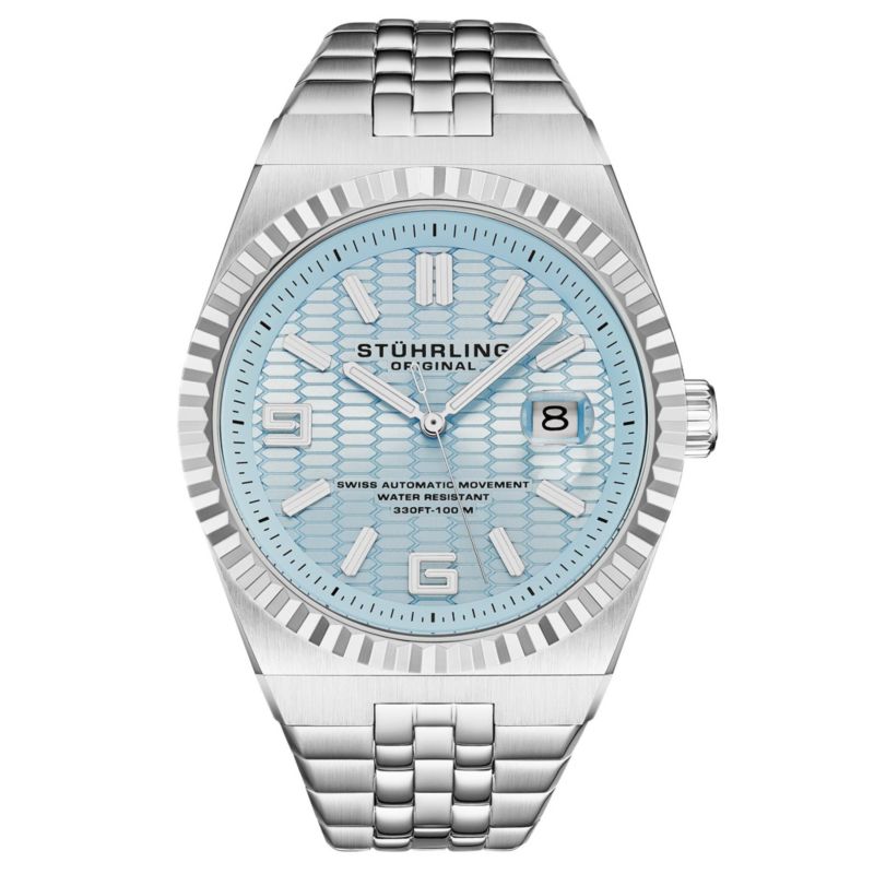 Original Men s Sentinel Swiss Automatic 42mm Stainless Steel Bracelet Watch with Guilloche Dial