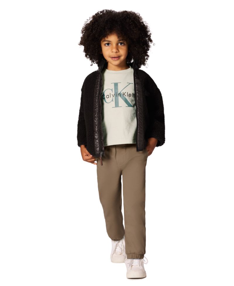 Boys' 2T-7 Berber Shirt Jacket, Long-Sleeve T-Shirt and Joggers, 3-Piece Set