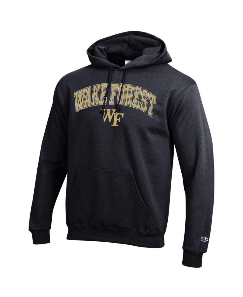 Men's Black Wake Forest Demon Deacons Arched Logo Fleece Pullover Hoodie