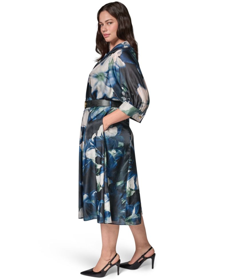 Petite Organza Printed Shirt Dress