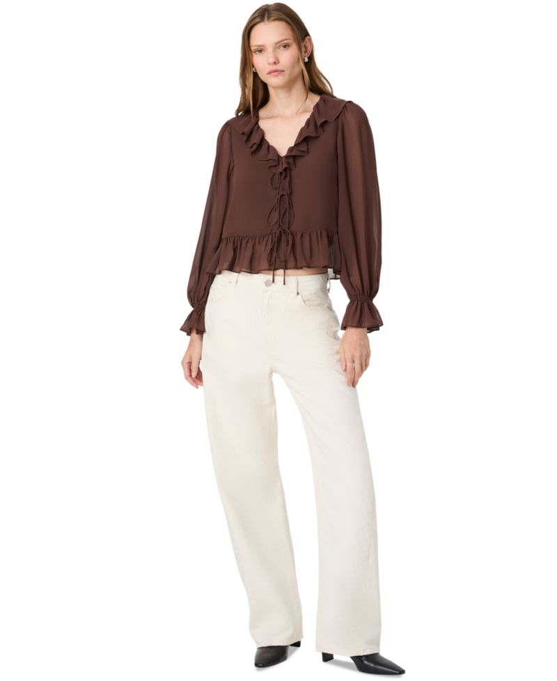 Women's Marina Long-Sleeve V-Neck Tie-Front Blouse