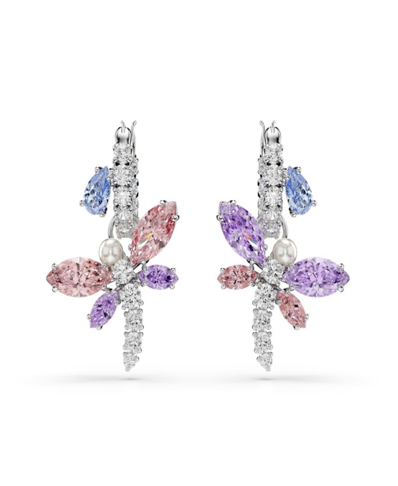 Ariana Grande x Mixed Cuts, Dragonfly, Multicolored, Rhodium-Plated Drop Earrings