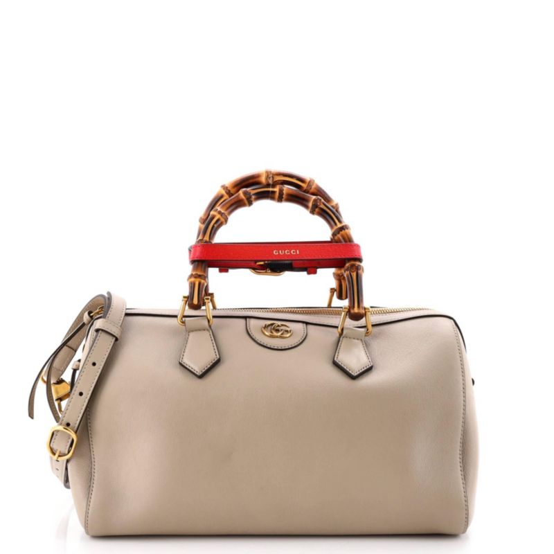 Diana NM Bamboo Handle Boston Bag Leather