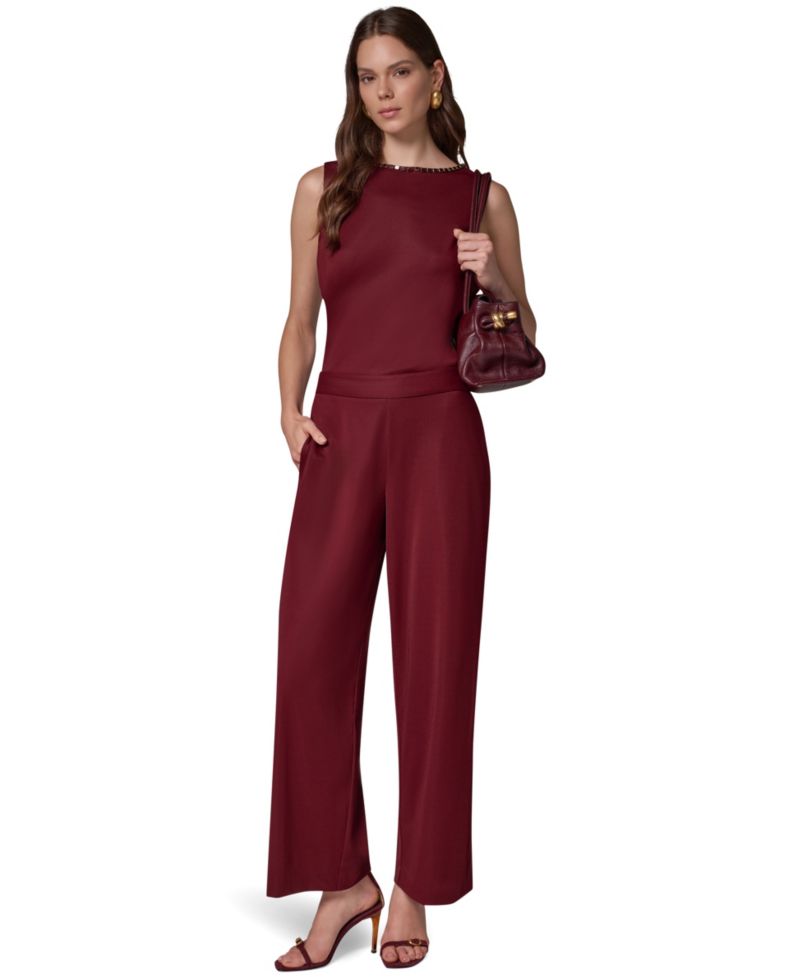 Women's Wide-Leg Pull-On Elastic-Waist Knit Pants