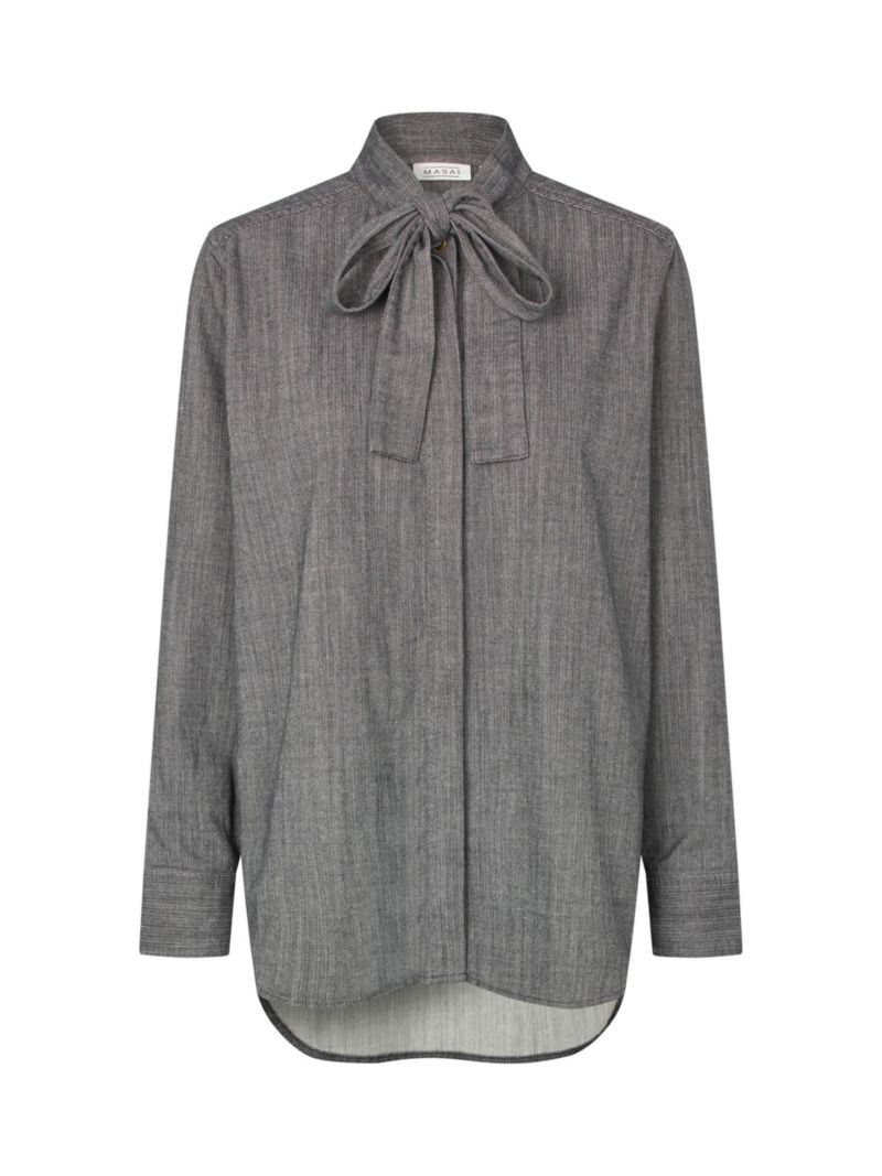 Women's Long Sleeve Neck Tie Shirt