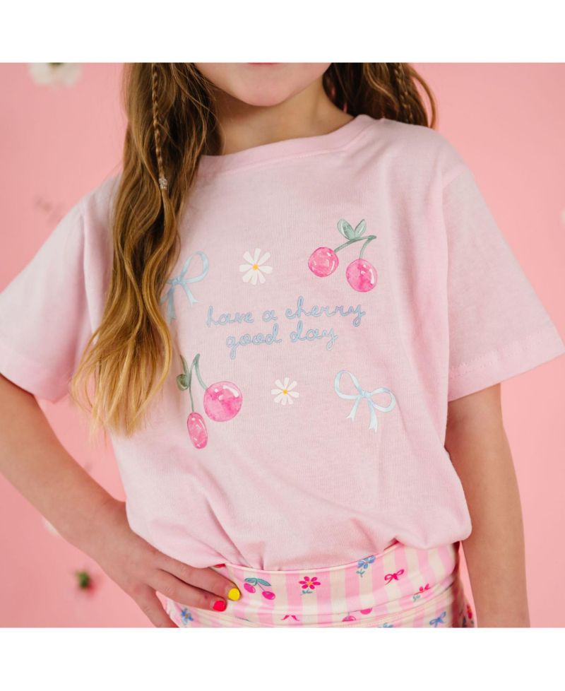 Little Girl's Cherry Good Day Short Sleeve T-Shirt
