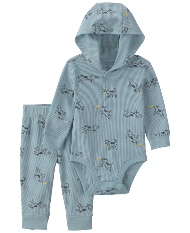 Baby Boys' Dog Thermal Long-Sleeve Bodysuit and Pants, 2-Piece Set
