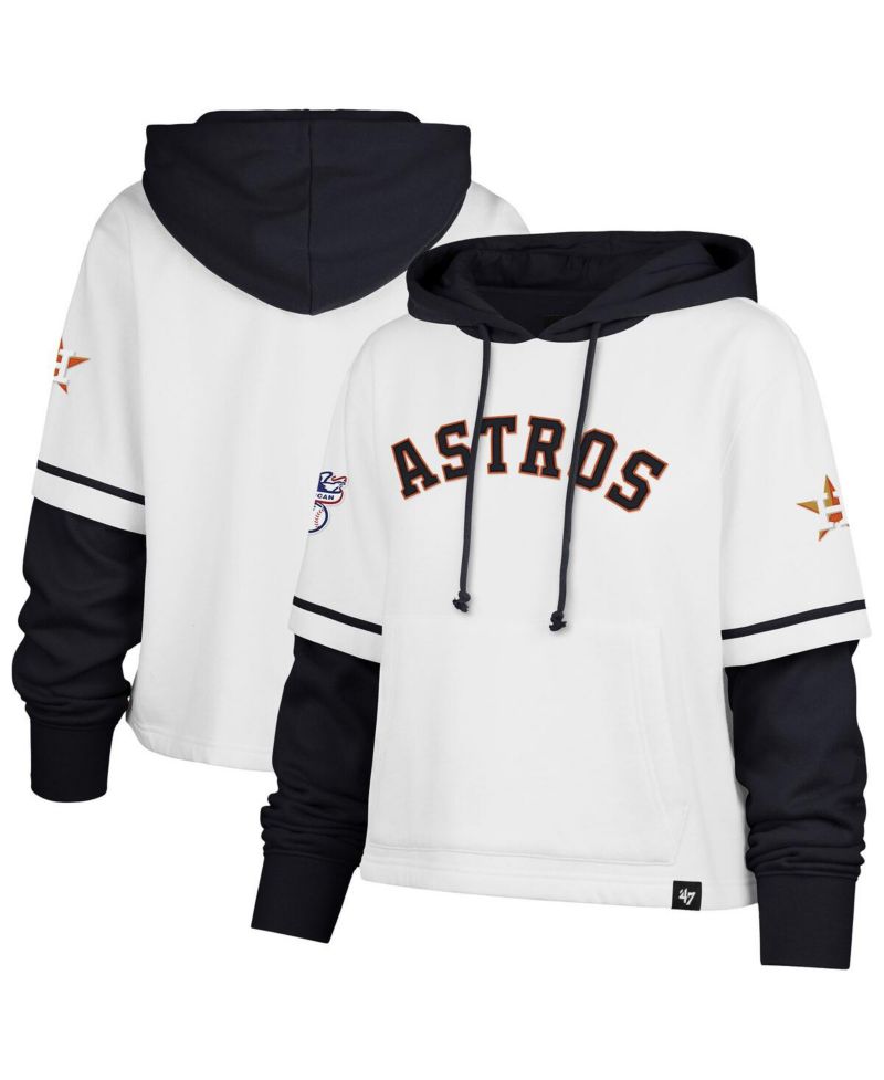 Women's White Houston Astros Trifecta Shortstop Cropped Pullover Hoodie