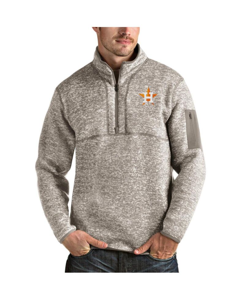 Men's Oatmeal Houston Astros Fortune Quarter-Zip Pullover Jacket