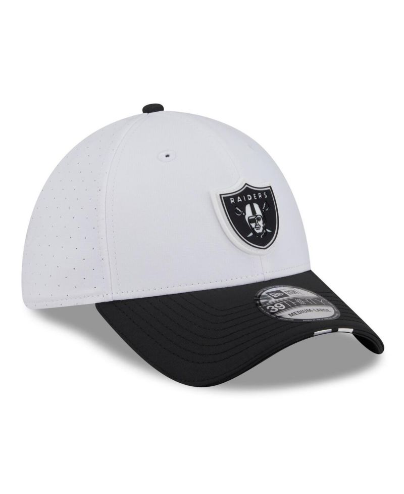 Men's White/Black Las Vegas Raiders 2025 NFL Training Camp 39THIRTY Flex Hat