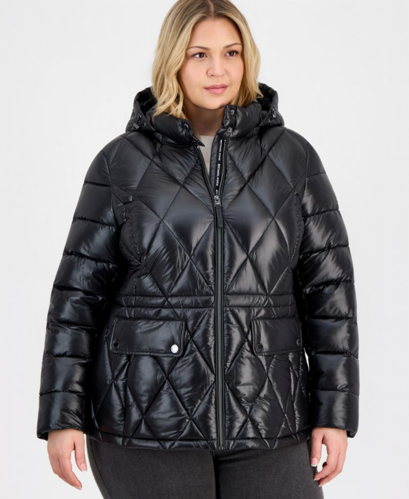 Michael Kors Plus Size Hooded Packable Puffer Coat