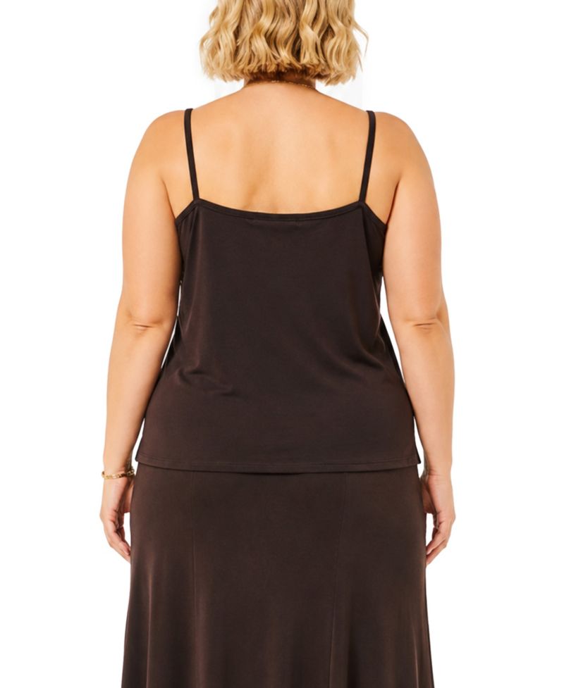 Plus Size Cow-Print Drape Neck Cami Top