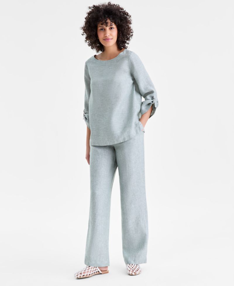 Women's 100% Linen Drawstring Pants