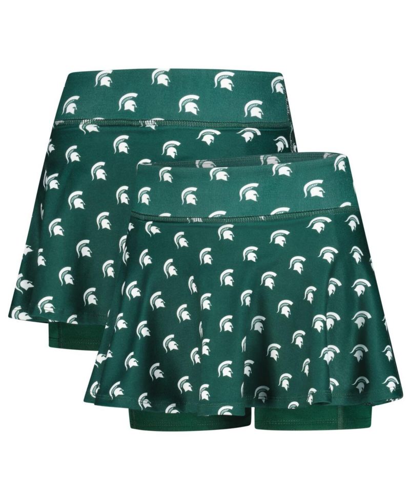 Big Girls Green Michigan State Spartans All-Over Print Tennis Skort