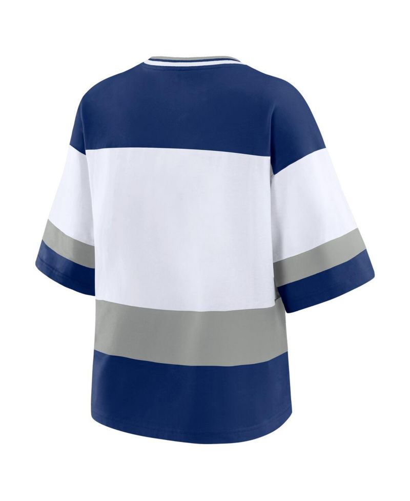Women's Blue/White Tampa Bay Lightning Football T-Shirt