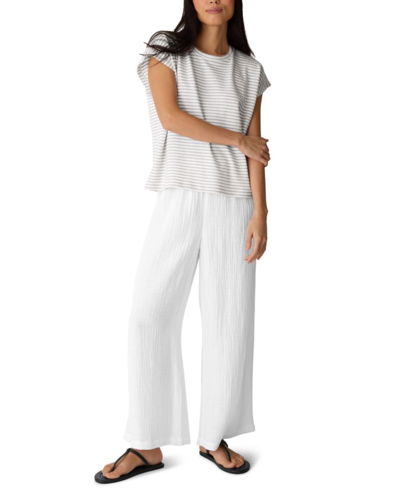 Eileen Fisher Women's Striped Crewneck Cotton T-Shirt