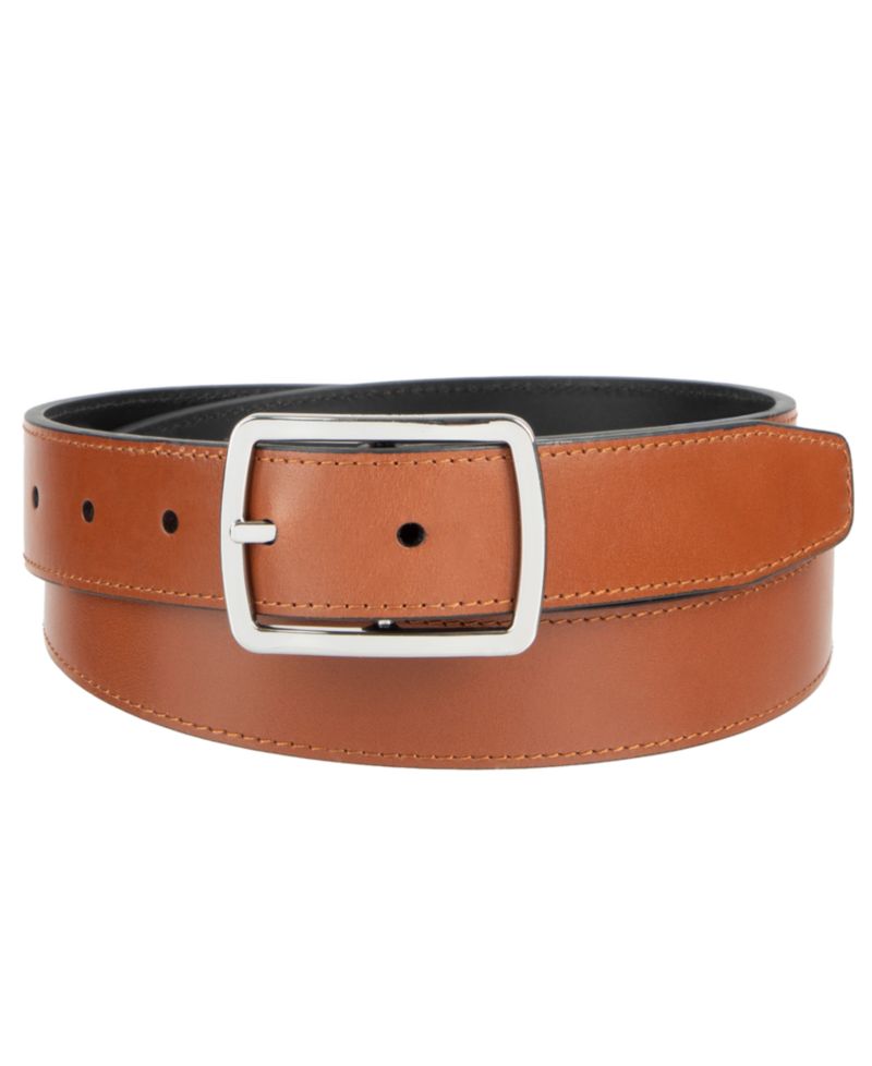 32MM Men's Center-Bar Reversible Leather Belt