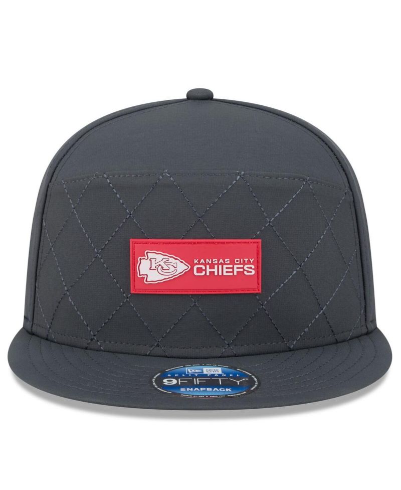 Men's Charcoal Kansas City Chiefs 2025 Sideline Cold Weather Split Panel 9FIFTY Snapback Hat