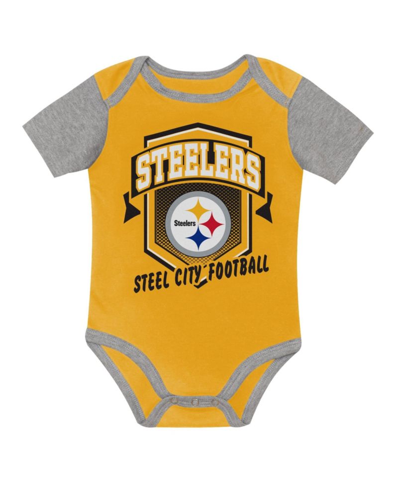 Baby Boys and Girls Pittsburgh Steelers First Round Pick Three-Piece Bodysuit Set