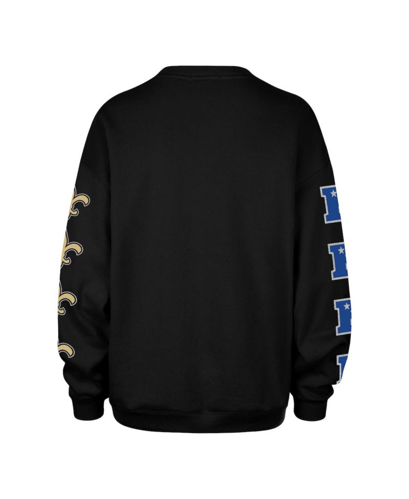 Women's Black New Orleans Saints Go Big Oversized Pullover Sweatshirt
