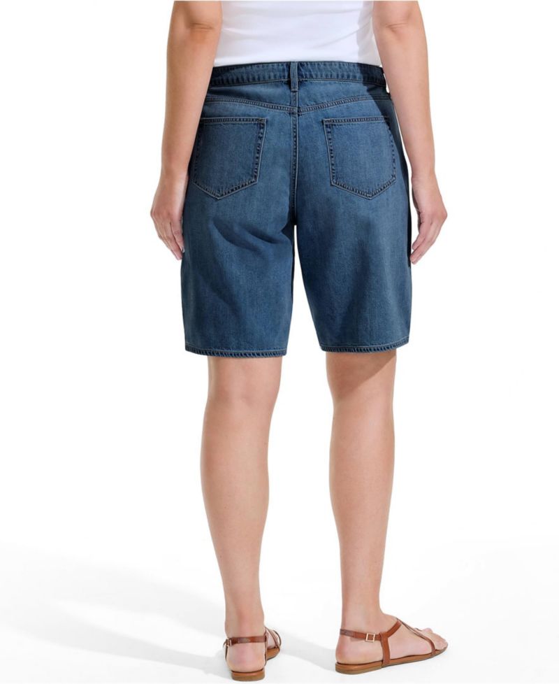 Women's Lightweight Mid-Rise Denim Shorts, 10" Inseam