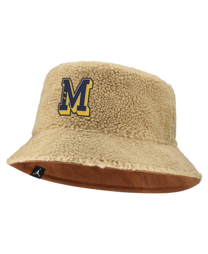 Men's and Women's Beige/Tan Michigan Wolverines Campus Prep Script Reversible Bucket Hat