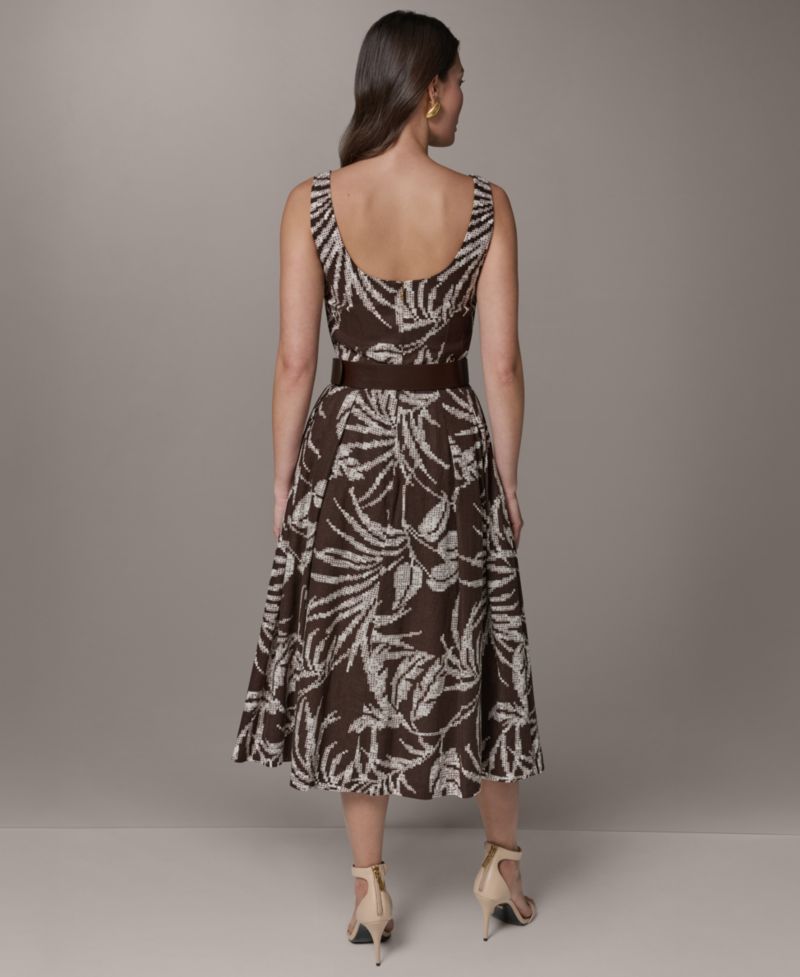 Women's Printed Square Neck Midi Dress