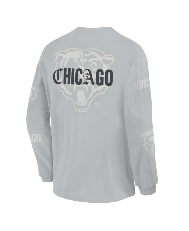 Men's Gray Chicago Bears Oversized Type Play Long Sleeve T-Shirt