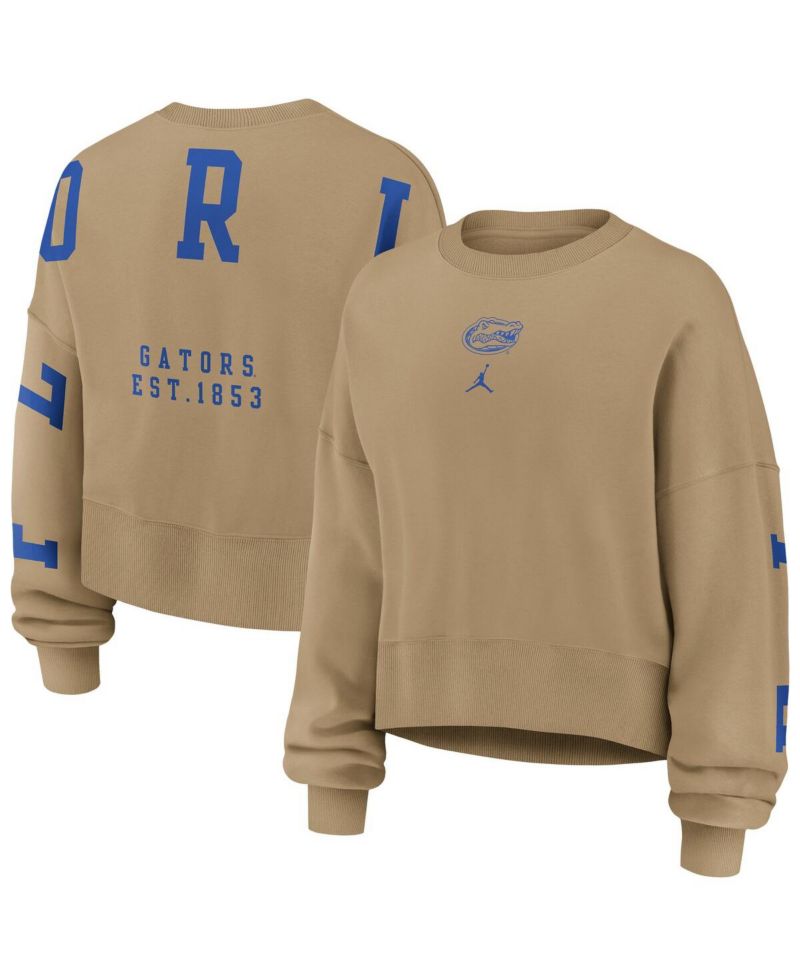 Women's Tan Florida Gators Oversized Phoenix 2-Hit Pullover Sweatshirt