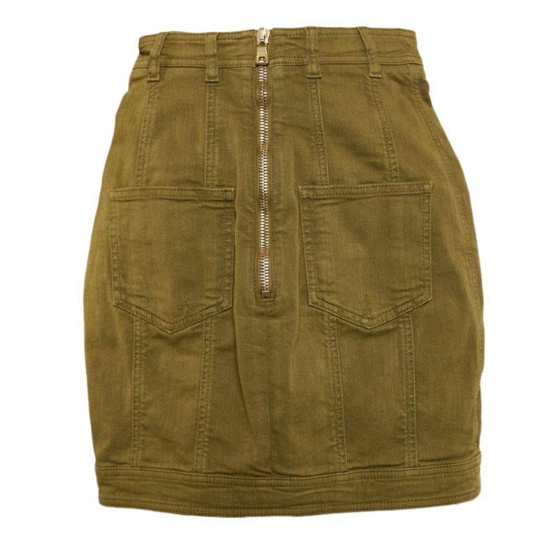Women's Olive Green Distressed Denim Accents Mini Skirt