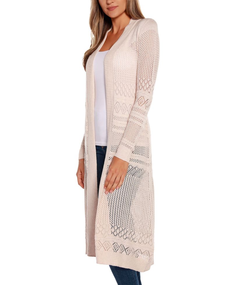 Women's Pointelle-Stitch Duster Cardigan Sweater