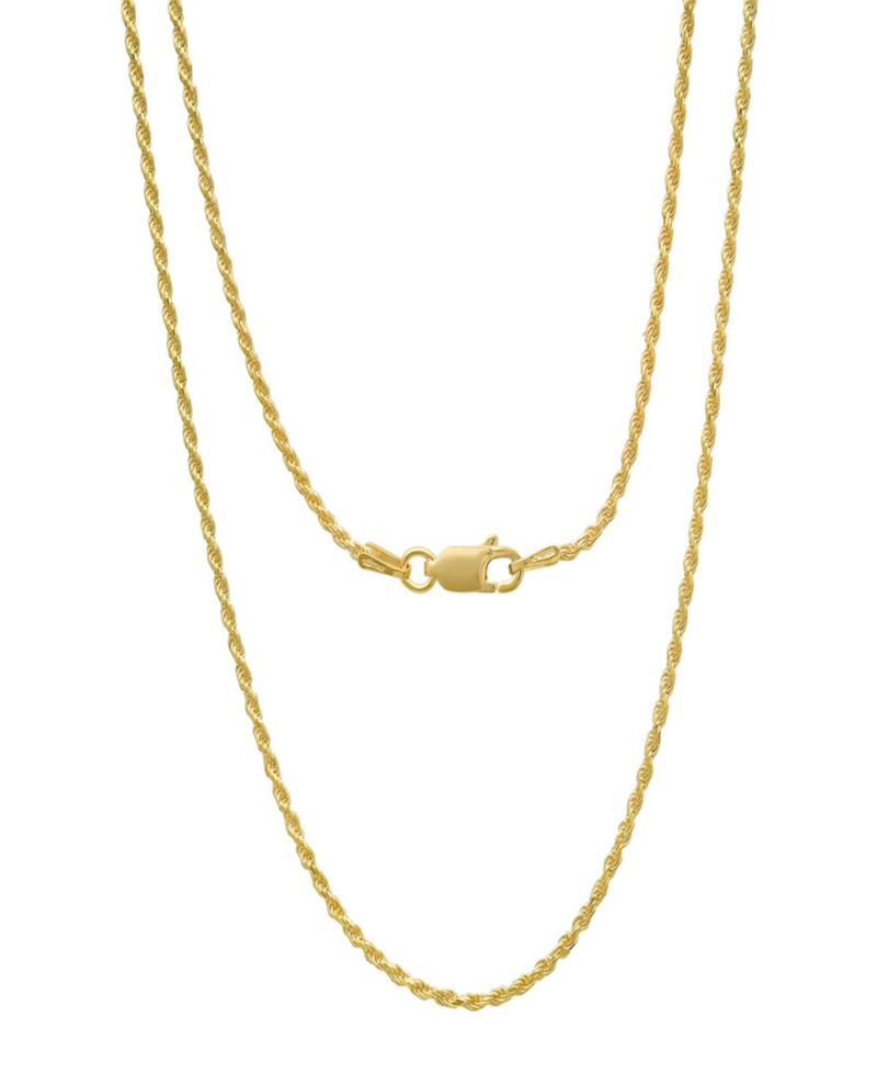 Unisex 14K Gold Plated Rope Chain Necklace