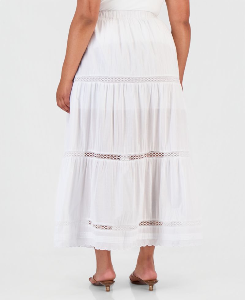 Trendy Plus Size Cotton Tiered Skirt