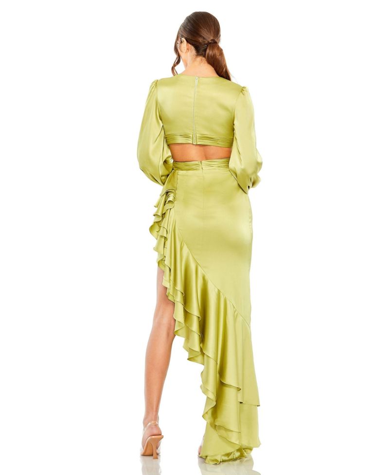 Women's Cut Out Asymmetrical Ruffled Gown