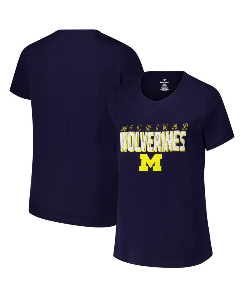 Women's Navy Michigan Wolverines Plus Size Lean Scoop Neck T-Shirt