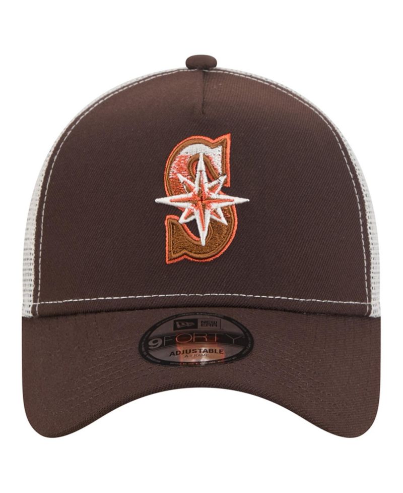Men's Brown Seattle Mariners Pumpkin Spice A-Frame 9FORTY Adjustable Trucker Hat